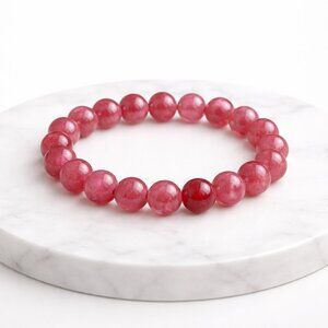 Natural Strawberry Quartz Crystal Stretch Bracelet 10mm Beads Healing Jewelry